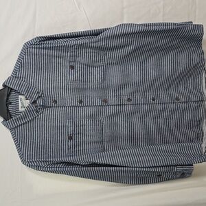 Duluth Trading Co. Mens 2XL Blue Striped Relaxed Fit Button-Up